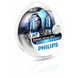 หลอดไฟรถยนต์ Philips H7 Blue Vision 12V 55W PX26D แพ๊คคู่