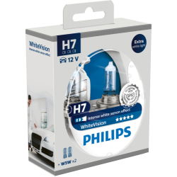 หลอดไฟรถยนต์ Philips H7 White Vision 12V 55W แพ็คคู่