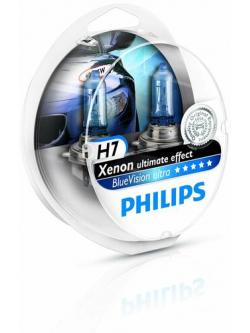หลอดไฟรถยนต์ Philips H7 Blue Vision 12V 55W PX26D แพ๊คคู่