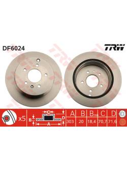 TRW จานเบรค หลัง CHEVROLET CAPTIVA ปี 2007on (DF6024)