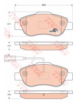 ผ้าเบรค TRW ล้อหน้า FIAT 500 ปี 2007 COTEC (GDB1746)