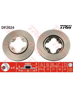 จานเบรค (หน้า) Honda Accord (ตาเพชร) ปี 90 - 93 (TRW)