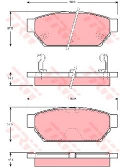 ผ้าเบรค หลัง TRW - MITSUBISHI Lancer E-car 1.3 , 1.5 , 1.6 ปี 1993-1996 DTEC (GDB3045)