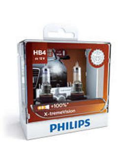 หลอดไฟรถยนต์ Philips HB4 X-treme Vision 12.8V 55W P22D แพ๊คคู่