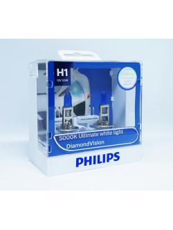 หลอดไฟรถยนต์ Philips H1 Diamond Vision 12V 55W แพ๊คคู่ + T10