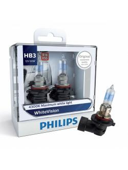 หลอดไฟรถยนต์ Philips HB3 White Vision 12V 55W แพ็คคู่