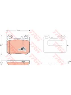 ผ้าเบรค TRW ล้อหลัง BENZ (W163) ML350 และ ML430 ปี 2001-2006 COTEC (GDB1457)