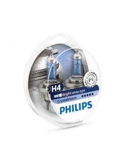 หลอดไฟรถยนต์ Philips H4&W5W Crystal 12V แพ๊คคู่ + W5W