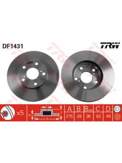 TRW จานเบรคหน้า TOYOTA CAMRY ACV30 '01-06 ตาเหยี่ยว (ช่อง)