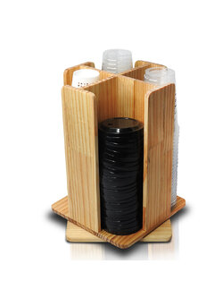 ที่ใส่แก้วกาแฟ หรือ แก้วเครื่องดื่มพลาสติก ไม้ 4 ช่อง ฐานหมุน 360 องศา 1610-577