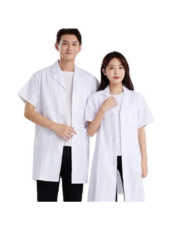 เสื้อกาวน์ แขนสั้นตัวยาว/แขนยาวตัวยาว สำหรับแพทย์และห้องแล็บ