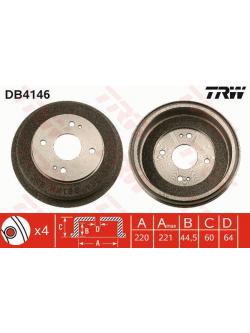 จานเบรค-หลัง (ดรัม) honda accord (ตาเพชร) ปี 90 - 94 (TRW)