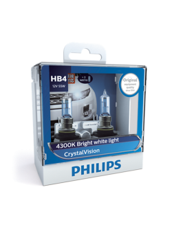 หลอดไฟรถยนต์ Philips HB4&W5W 9006 Crystal 12V แพ๊คคู่ + W5W