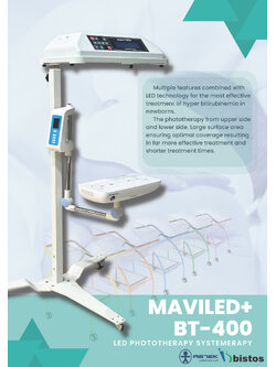 โคมไฟส่องรักษาเด็กตัวเหลืองแบบส่องบนและส่องล่าง ชนิดหลอด LED ยี่ห้อ ASTEK-Bistos รุ่น maviled+BT-400 (Double Phototherapy)