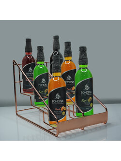 ชั้นวางขวดเชื่อม น้ำหวาน น้ำผลไม้ 6 ช่อง สองแถว สีโรสโกล์ด 1610-554-C15