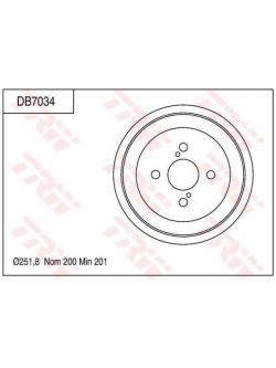 จานดรัมเบรค TRW (หลัง) TOYOTA VIOS E / J ปี 2007 on (DB7034)