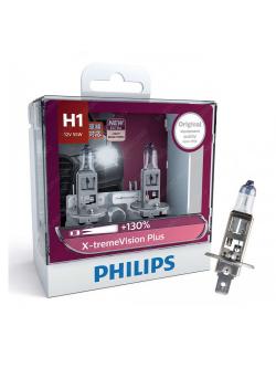 หลอดไฟรถยนต์ Philips H1 X-treme Vision +130% 12V 55W แพ๊คคู่
