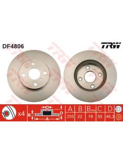 จานดิสเบรค TRW (หน้า) TOYOTA VIOS E / J ปี 2007 on (DF4806)