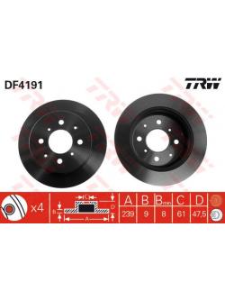 TRW จานเบรค หลัง HONDA CITY 1.5 ZX , แมลงสาบ ปี 2004 - 2007