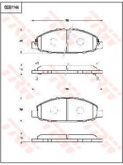 ผ้าเบรค TRW ล้อหน้า NISSAN Urvan (E25) 3.0 ZDI ปี 2004 on UTEC (GDB7744)