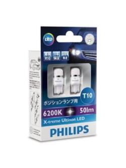 หลอดไฟรถยนต์ Philips หลอดไฟ T10 ตัวกลม Ultinon LED 360 6200K 50LM
