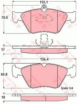 ผ้าเบรค-หน้า SAAB 900 ปี 1993-1996 (TRW)