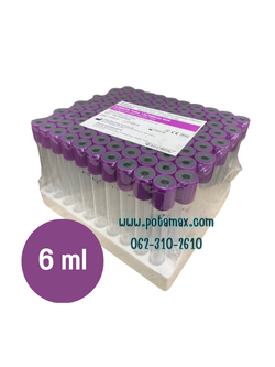 หลอดเก็บเลือด EDTA K3 Vacuum Tube ขนาด 6 ml (100หลอด/ถาด)