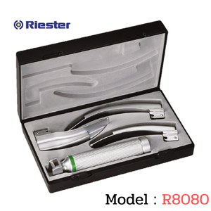 เครื่องมือส่องหลอดลม Laryngoscope รุ่น R8080 Ri-Modul Macintosh (Fiber Optic) , blade โค้ง 2,3,4 XL 2.5V C Handle (แบบไม่หุ้มท่อนำแสง) Riester , Germany
