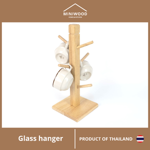MINIWOOD เสาแขวนแก้ว ที่เก็บแก้ว 6 ใบ MUG TREE STAND ผลิตจากไม้จริง
