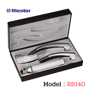 เครื่องมือส่องหลอดลม Laryngoscope รุ่น R8140 Ri-Modul Macintosh (Fiber Optic) , blade โค้ง 2,3,4 XL 3.5V C Handle (แบบไม่หุ้มท่อนำแสง) Riester , Germany
