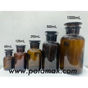 ขวดแก้ว reagent ปากกว้างสีชาขนาดต่างๆ