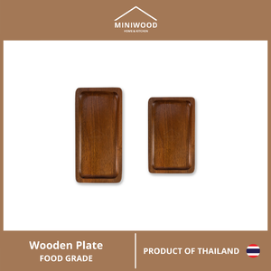 MINIWOOD จานไม้ ทรงสี่เหลี่ยม จานไม้ใส่อาหาร ถาดไม้ Food grade Wooden plate ไม้จามจุรี มี 2 ขนาด