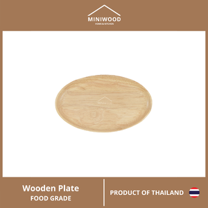 MINIWOOD จานเปล ทรงวงรี จานไม้ ถาดไม้ Food grade Wooden plate ไม้ยางพารา มี 2 ขนาด