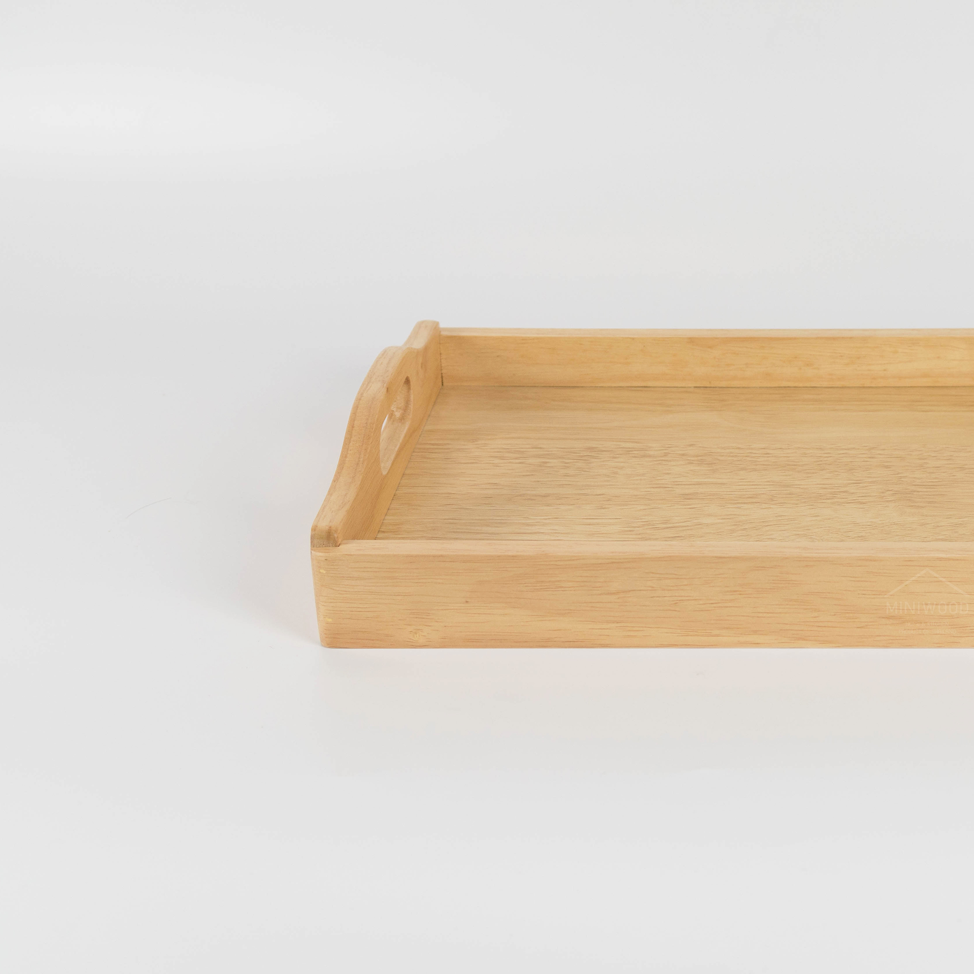 MINIWOOD ถาดเสิร์ฟ หูจับโค้ง ถาดไม้ Wooden Tray ไม้ยางพารา