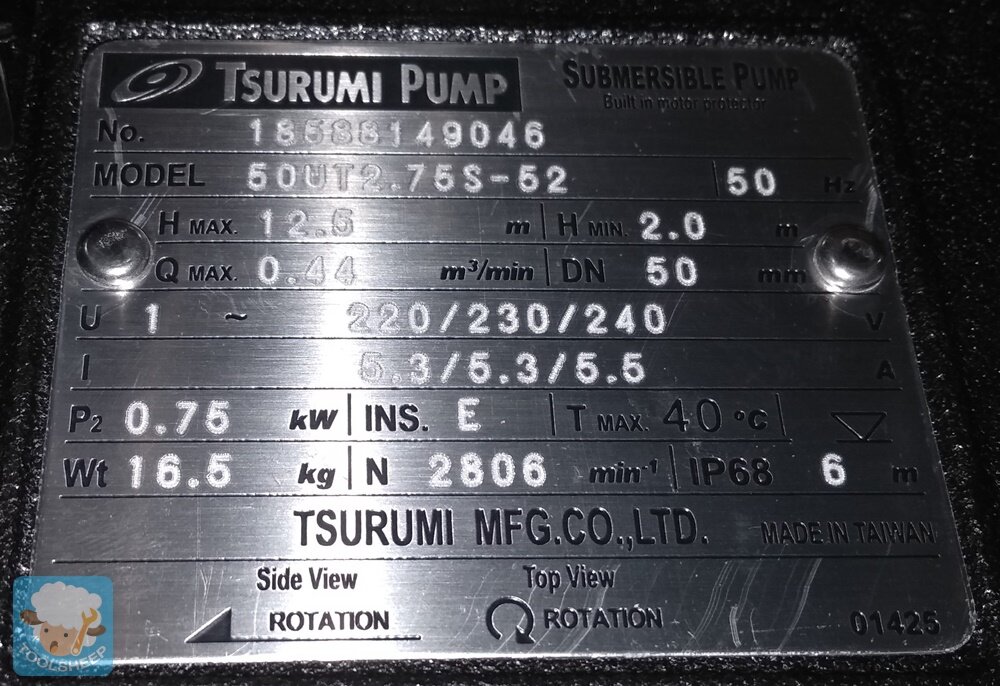 ปั๊มแช่ TSURUMI รุ่น 50UT2.75S