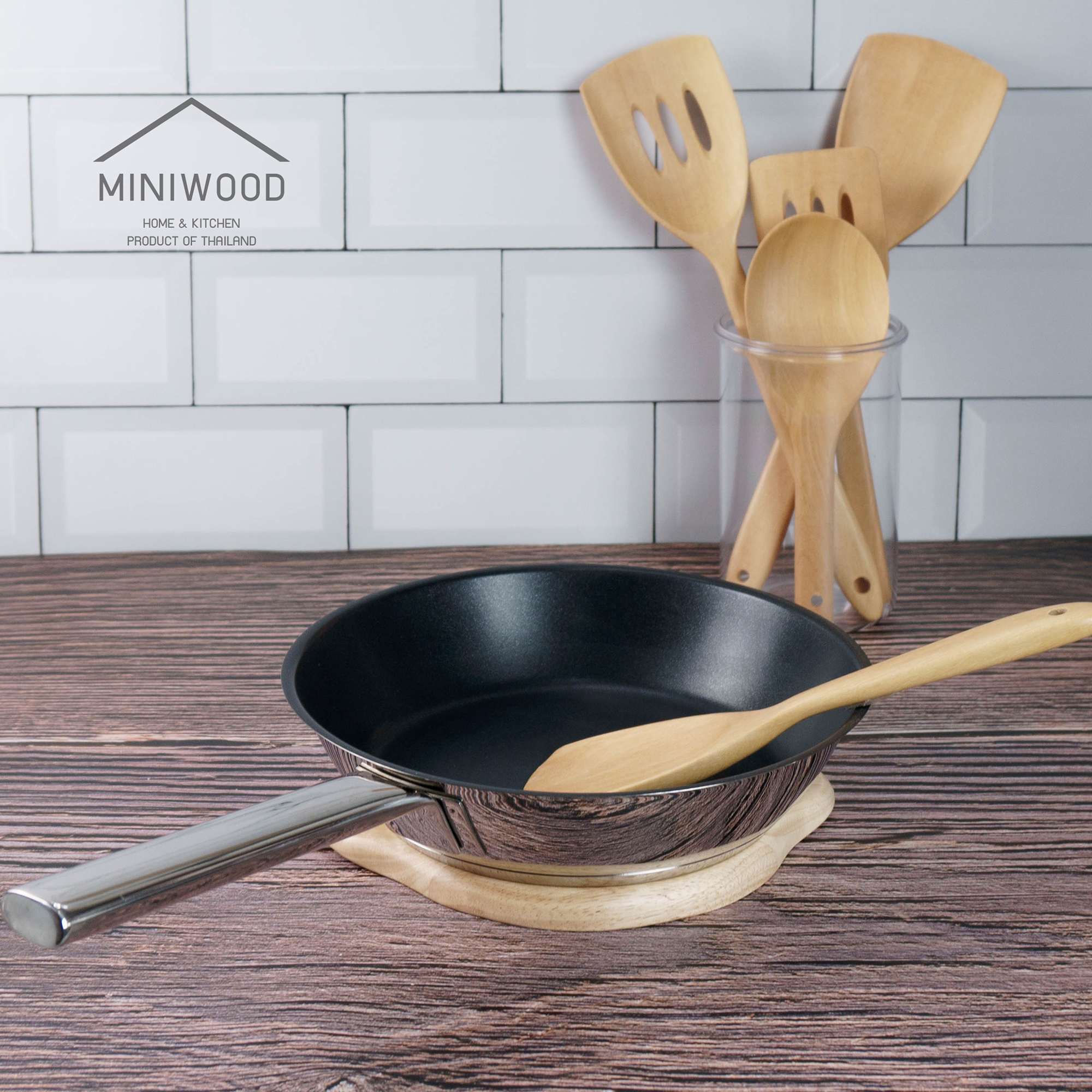 MINIWOOD ตะหลิว ทัพพีไม้ ไม้พาย Wooden Turner ป้องกันกระทะเป็นรอย