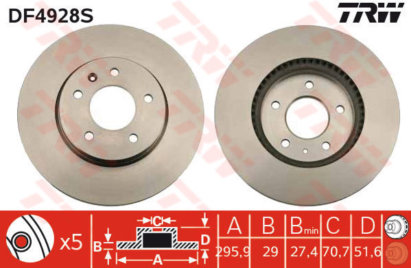 จานเบรค (หน้า) CHEVROLET CAPTIVA ปี 2007 - 2016 (TRW)