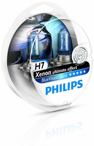 หลอดไฟรถยนต์ Philips H7 Blue Vision 12V 55W PX26D แพ๊คคู่