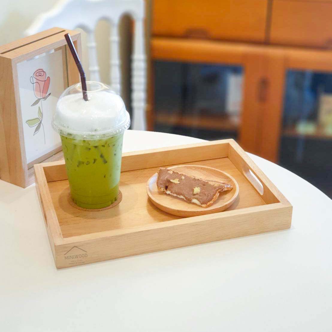 MINIWOOD ถาดเสิร์ฟ สี่เหลี่ยม ถาดไม้ Wooden Tray ไม้ยางพารา