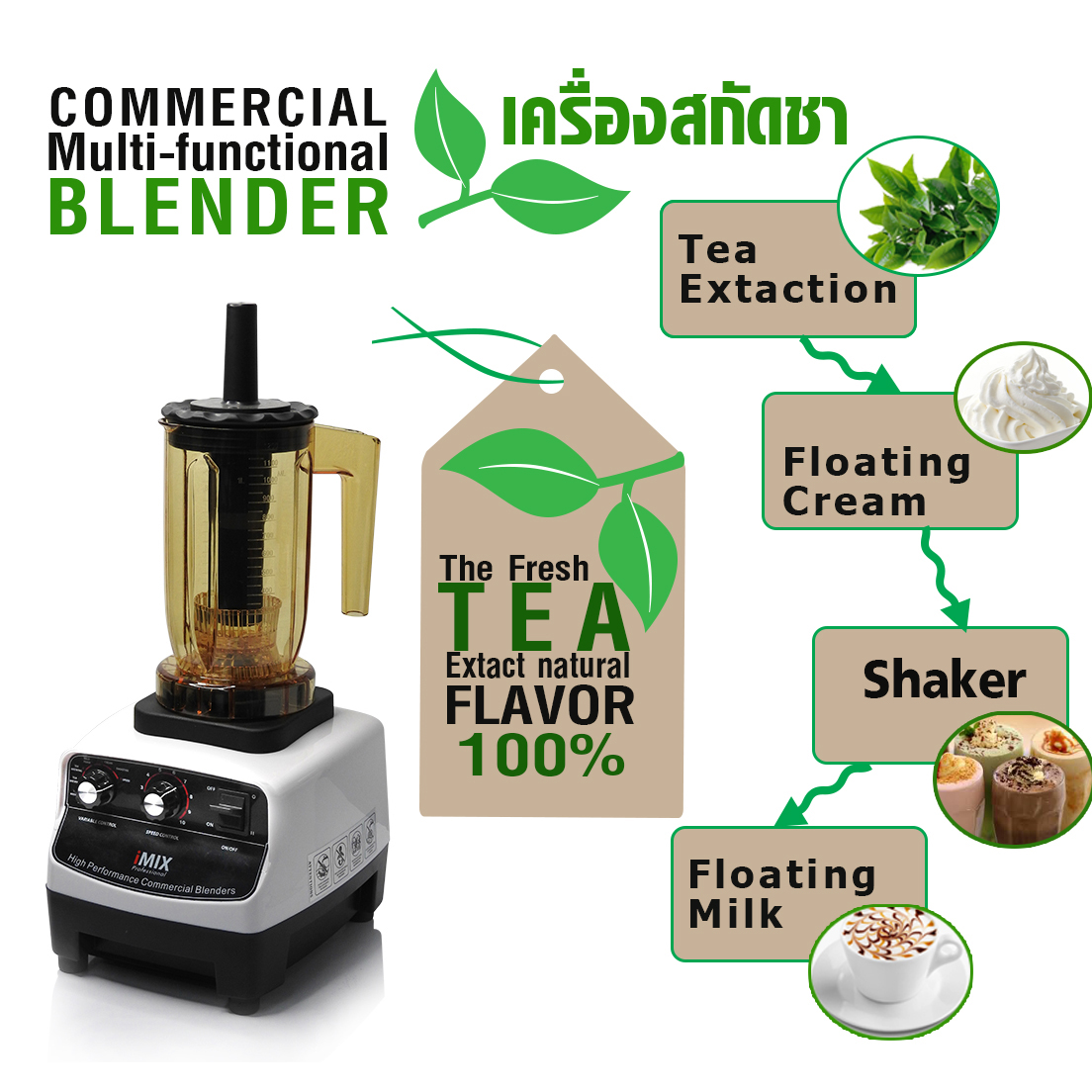 เครื่องสกัดชา ปั่น ตีฟองนม ไอมิกซ์ imix 1500W. 1602-114