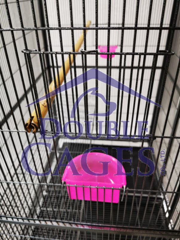 กรงนกแป็ป4หุน สีดำ สีระเบิด (ถาดรอง 2 ใบ)