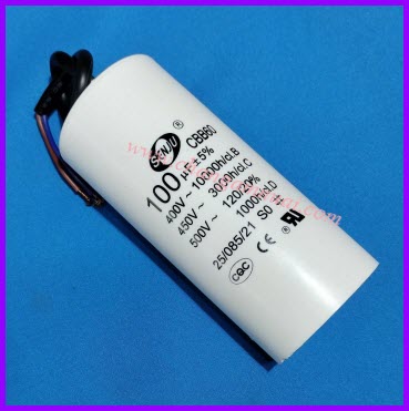 Senju CBB60 คาปาซิสเตอร์ 100uF450V แบบมีสาย เกรดA
