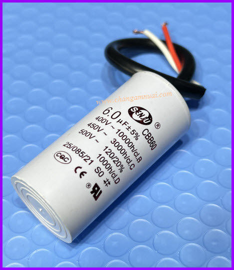 Senju CBB60 คาปาซิสเตอร์ 6uF450V แบบมีสาย เกรดA