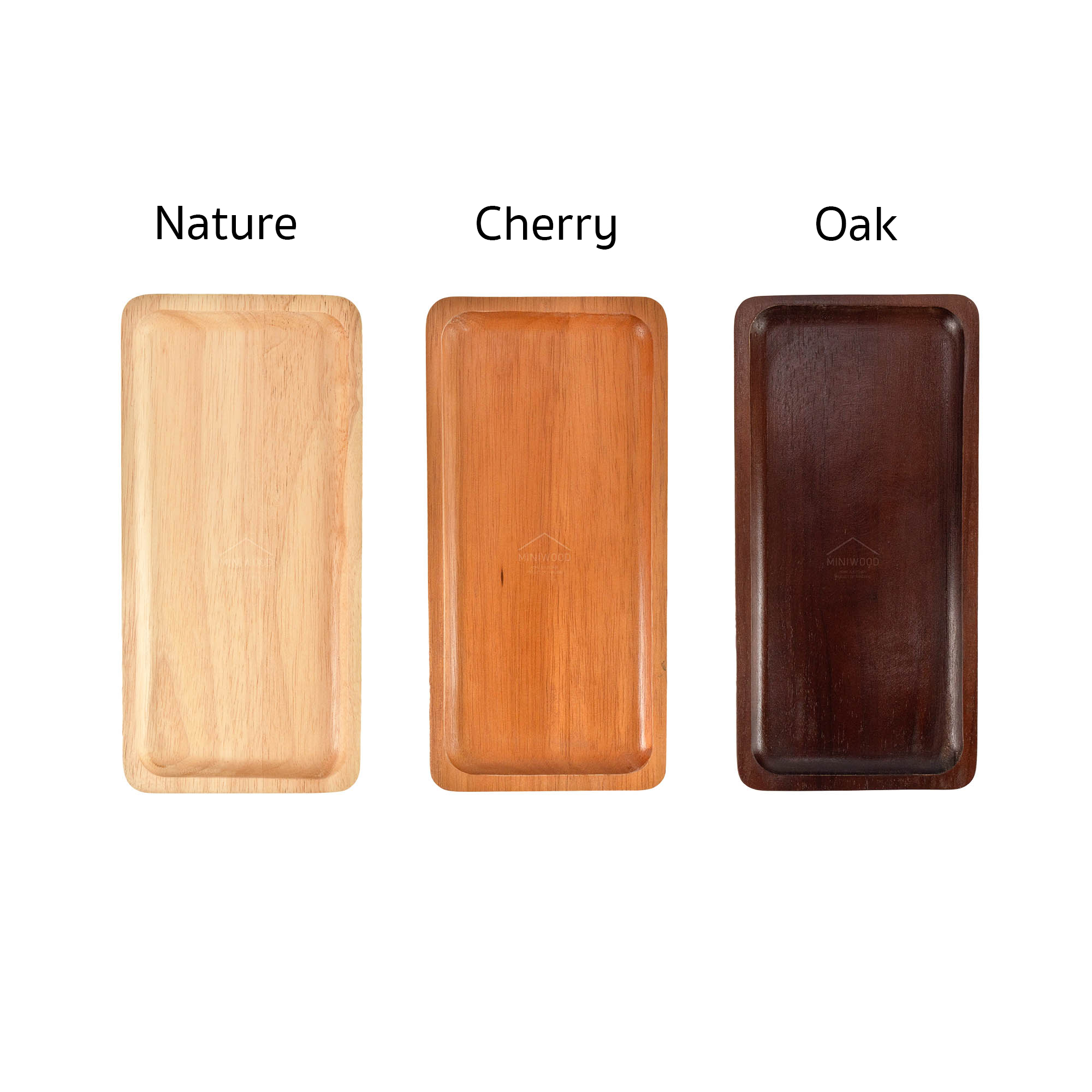 MINIWOOD จานไม้ ทรงสี่เหลี่ยม จานไม้ใส่อาหาร ถาดไม้ Food grade Wooden plate ไม้ยางพารา มี 2 ขนาด