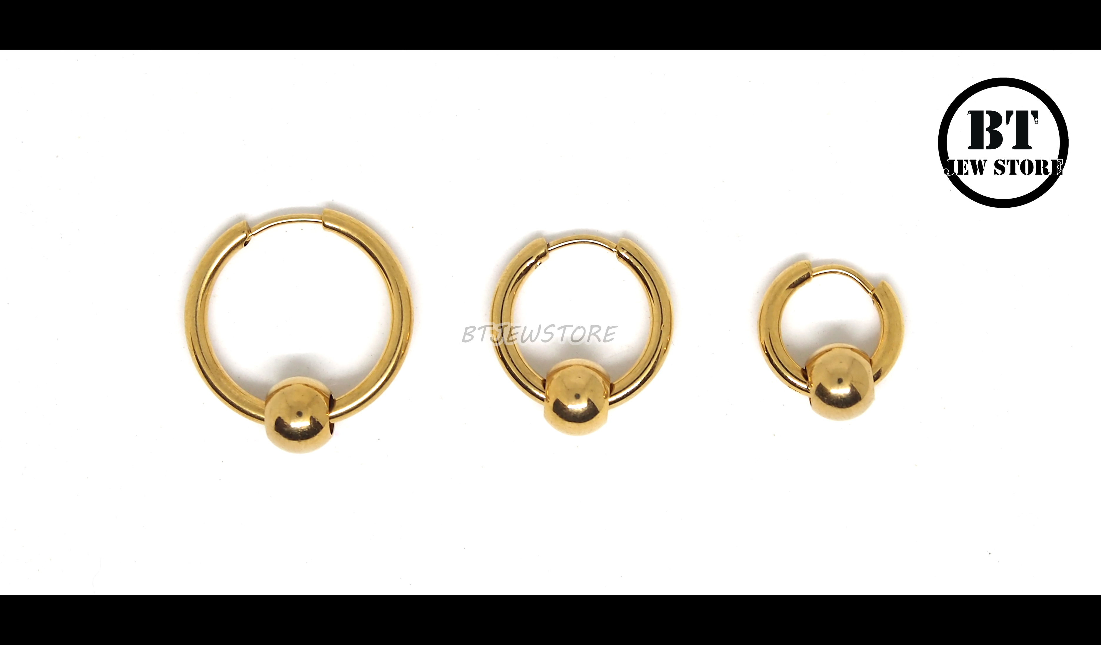 จิวห่วงบอลสแตนเลสสีทอง (วง 14, 18, 22 mm)