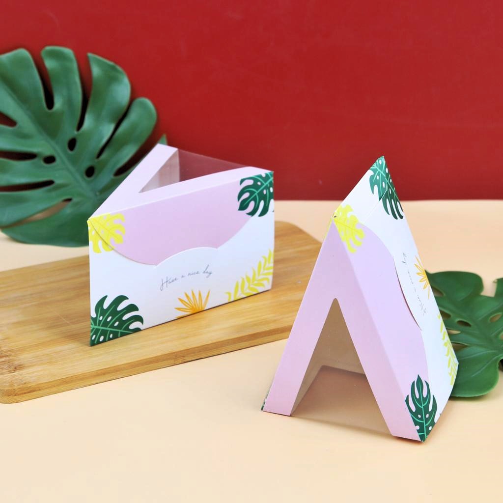 กล่องเค้ก 1 ชิ้น หน้าต่างวีเชฟ ลาย Mini leaf