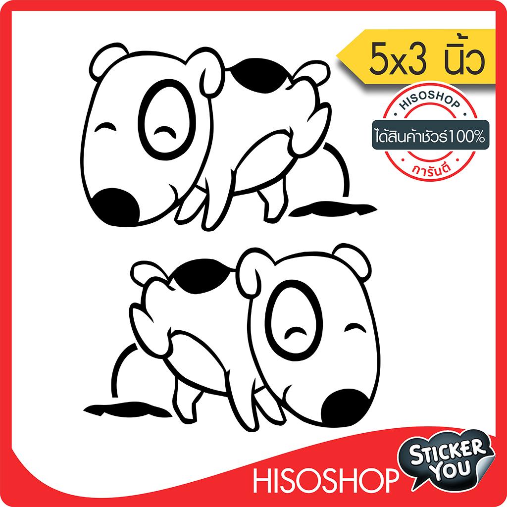 ❤สติ๊กเกอร์ติดรถ PVC❤ (Graphic Design) "สุนัขฉี่" ขนาด 5x3นิ้ว ลายเส้น 1คู่ ซ้าย-ขวา สีดำ