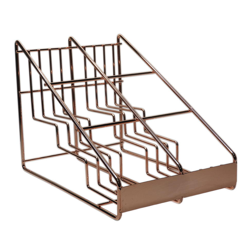 ชั้นวางขวดเชื่อม น้ำหวาน น้ำผลไม้ 6 ช่อง สองแถว สีโรสโกล์ด 1610-554-C15