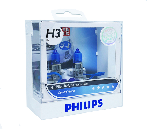 หลอดไฟรถยนต์ Philips H3&W5W Crystal 12V แพ๊คคู่ + W5W