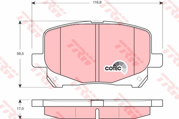 TRW ผ้าเบรคหน้า Toyota Estima , Lusida 2.4 และ 3.0 ปี 2002-2007 COTEC (GDB3248)